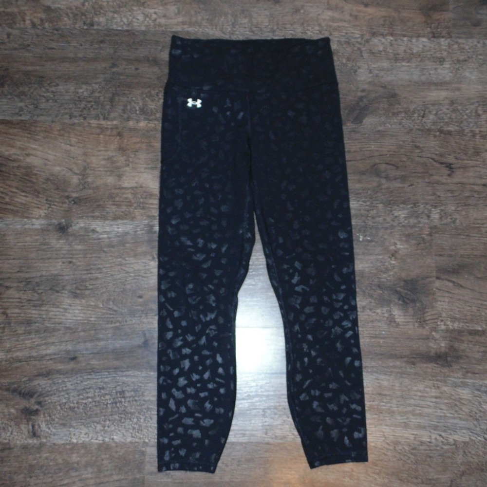 Under Armour Leggings Womens Medium Black Leopard Pocket Excellent